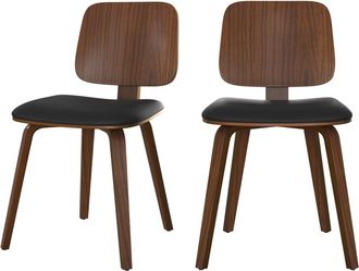 Rendez-Vous Déco Set de 2 sillas Flow en madera y PU negro