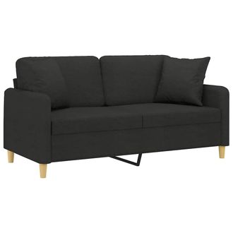 vidaXL Sof&aacute; De 2 Plazas Con Cojines Tela Negro 140 Cm Vidaxl