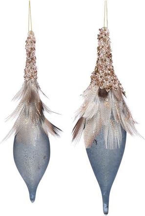 Mark Roberts Feathered Finial Drop Ornament, Set of 6 in Dusty Blue at Nordstrom