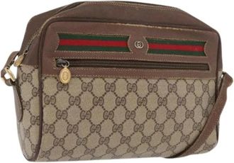 Gucci Pre-owned GG Canvas Schoudertas - Dames - Vintage Schoudertas - Beige - ONE Size - Leer - Vintage