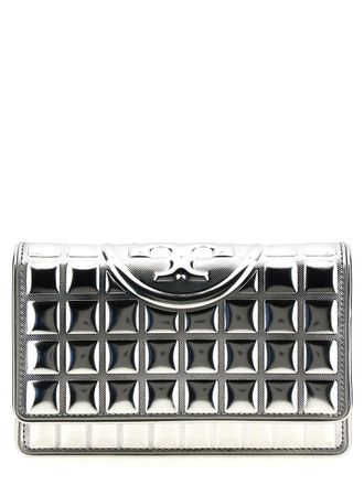 Tory Burch Fleming Metallic Square Quilt Wallet On Chain