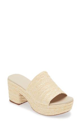 Chocolat Blu Raffia Platform Slide Sandal in Cream Raffia at Nordstrom, Size 6.5