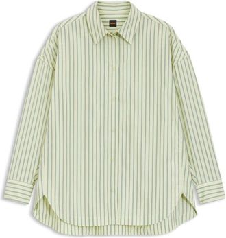 BOSS Striped oversized-fit blouse in cotton poplin