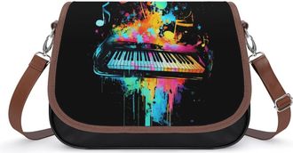 Generic Colorful Piano Crossbody Bag Womens Handbag PU Message Bags Shoulder Purse with Adjustable Strap