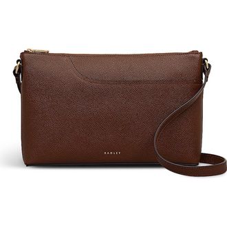 Radley London Pockets Textured Medium Top Zip Crossbody Bag in Chocolate at Nordstrom Rack