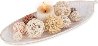 No Brand 4 Piezas De Bandeja Decorativa De Madera Con Forma De Hoja: Bandeja De Madera Con Forma De Hoja Para Llaves, Cuenco Decorativo Con Forma De Hoja Para 