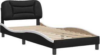 vidaXL Bed Frame without Mattress Hvar Black and White 90x190 cm Single Faux Leather vidaXL