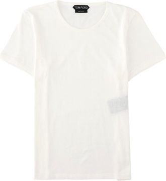 Tom Ford White Minimalist Crew Neck Relaxed Fit Cotton T-Shirt
