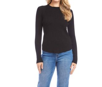 Karen Kane Ribbed Crewneck Sweater In Black