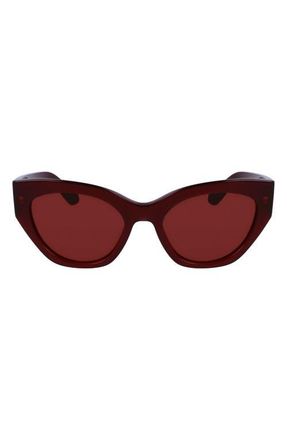 Ferragamo Classic Logo Tea Cup 55mm Cat Eye Sunglasses in Opaline Wine at Nordstrom