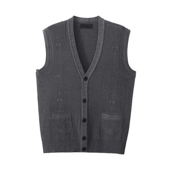 Generic Mens Wool Blend Gilets Sweater Cardigan Sleeveless Jumpers & Knitted Gilets Sweater Relax Fit V Neck Cable Knit Sleeveless Knitted Button Cardigan Jum
