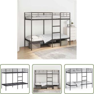 vidaXL vidaXL Letto a castello senza materasso - Letto a Castello senza Materasso Nero 80x200 cm in Acciaio
