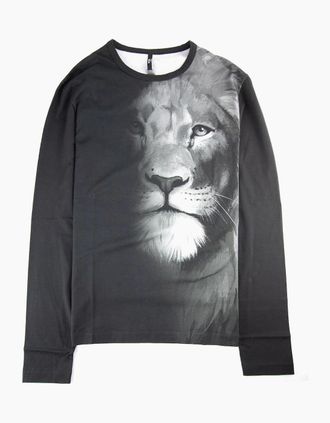 Versus Mens Versace Versus Lion Fade L/s Crewneck T Shirt Black - Size: 38