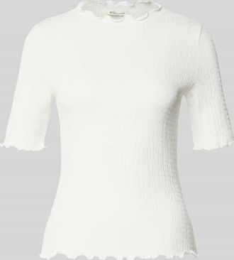 Tom Tailor Denim Slim Fit T-Shirt mit Stehkragen in Offwhite, Gr&ouml;&szlig;e XS