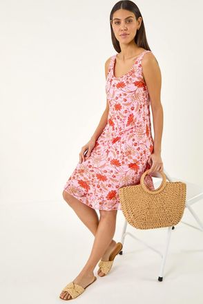 Roman Floral Print Double Layer Dress