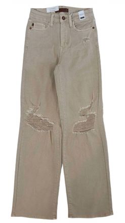 Judy Blue Womens Destroyed 90s Straight Jeans In Bone