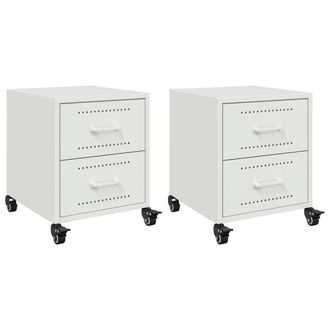 Berkfield Home Bedside Cabinets 2 pcs White 36x39x43.5 cm Steel