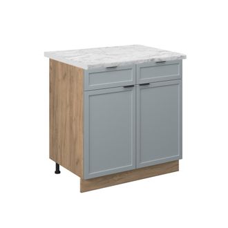 Vicco Mueble Bajo De Cocina Fame-line, Azul Claro-gris, 80 Cm, Et M&aacute;rmol