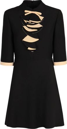 Valentino Garavani Mini Wol Zijde Jurk met Strik - Dames - Korte kleedjes - Zwart - S - Wol - Kleedjes