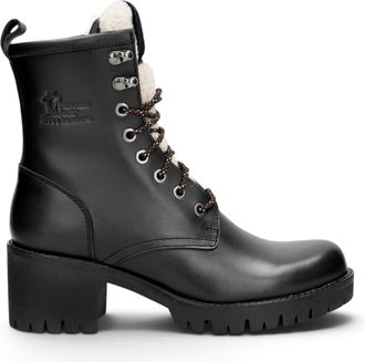 Panama Jack Panama Jack Womens Black Leather Waterproof Warm Heeled Lace-Up Boots - Tibi B1