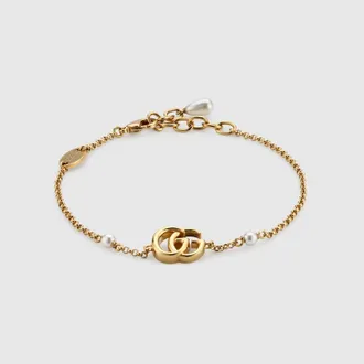 Gucci GG Marmont Chain Bracelet With Charm, Gold-toned metal, Gold-toned metal