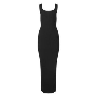 Entire studios Gebreide Midi-jurk met Vierkante Hals - Dames - Maxi kleedjes - Zwart - XS - Polyester - Kleedjes