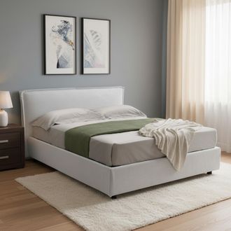 Dmora Cama Francesa Bronte, Desenfundable, Con Almacenaje, Made In Italy, Colch&oacute;n 120x190 Cm, Blanco