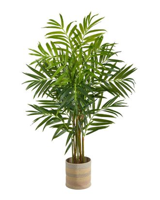 Nearly Natural Handmade 8Ft King Palm Artificial Tree In Cotton Woven Planter
