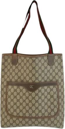 Gucci Pre-owned Tote Bags, female, Beige, Size: ONE SIZE Pre-owned GG Supreme Canvas Tote Bag
