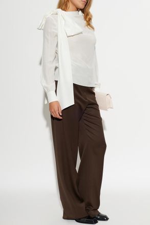 Alexander McQueen Silk Shirt With A Bow, Womens, White