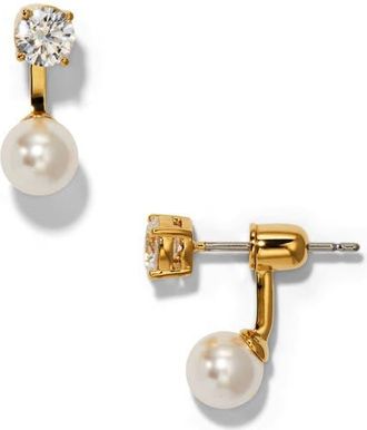 Nadri Esme Crystal & Faux Pearl Drop Earrings in Gold at Nordstrom