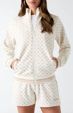 Guess Aggie Full Zip Sweatshirt in Cream at Nordstrom, Size X-Large