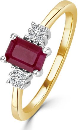 The Diamond Store Ruby 6 x 4mm And Diamond 9K Gold Ring A4334
