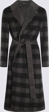 Twin-Set Coats Double Check Nero/Neve-Donna