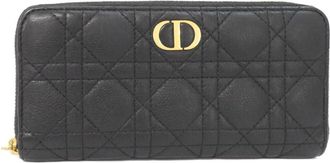 Dior Black Leather Long Wallet (Bi-Fold) (Pre-Owned)