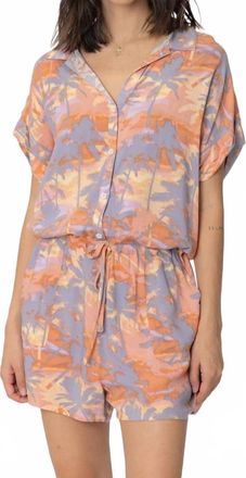 En Cr&egrave;me Short Sleeve Tropical Print Romper In Multicolor