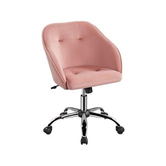 Yaheetech Yaheetech - Sedia da Ufficio Scrivania Ergonomica in Velluto Imbottita Girevole a Rotelle Reclinabile Altezza Regolabile Portata 136 kg Chiaro Grigio