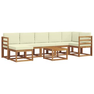 vidaXL Conjunto De Sof&aacute;s De Exterior Con Coj&iacute;n 8 Pcs Natural Y Crema Vidaxl