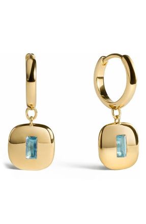 Monica Vinader Small Gemdrop Hoop Earrings in 18K Gold Vermeil /Blue Topaz at Nordstrom