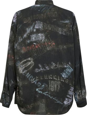 Balenciaga Mens Shirt Cocoon Washed Crayon Black Viscose