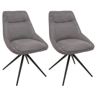 Hhg Hhg - Lote De 2 Sillas De Comedor 066, Silla De Cocina Sill&oacute;n Silla, Giratoria Auto Posici&oacute;n Metal Tela/textil, Gris