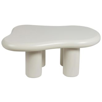 Beliani Beliani - Mesa De Centro Moderna Minimalista Mueble Sal&oacute;n Patas Pvc Redondas Tablero Mdf Forma Ovalada Blanco Ondle