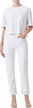 A Gold E Riley High Rise Straight Cropped Jeans In Sour Cream
