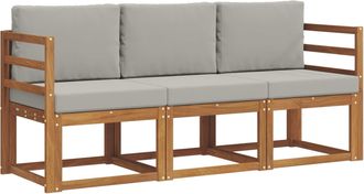 vidaXL Conjunto De Sof&aacute;s De Exterior 3 Uds. Gris Natural Y Claro Vidaxl