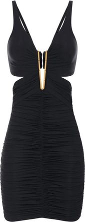 Elisabetta Franchi Mini-jurk van lichtgewicht cr&ecirc;pe jersey - Dames - Jurken - Zwart - Maat: 2XL Jersey