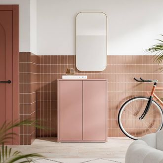 Furniture To Go Alice Springs Shoe Cabinet with 2 Doors Push-to-Open in Terracotta