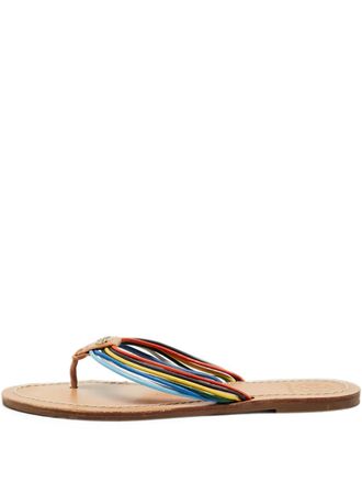 Tory Burch gold-tone leather thong sandals - women - Calf Leather/Calf Leather/Rubber - 37 - Neutrals