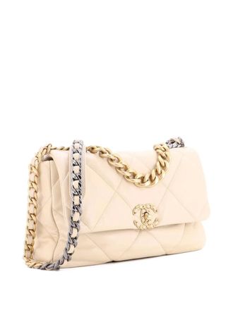 Chanel 19 Flap Bag Quilted Leather Large crossbody bag - Toni neutri