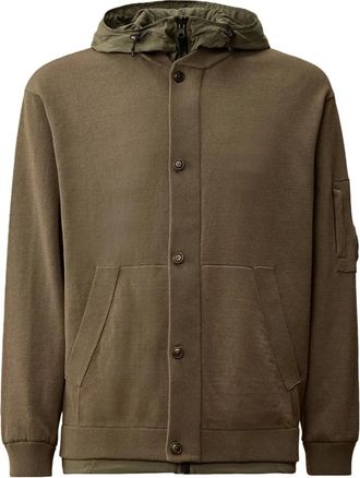 C.P. Company Omkeerbare Sweater met Capuchon van Katoenmix - Heren - Hoodies - Groen - 2XL - Katoen - Hoodies & sweatvesten