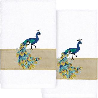 Linum Home Textiles 100% Turkish Cotton Penelope 2Pc Embellished Hand Towel Set